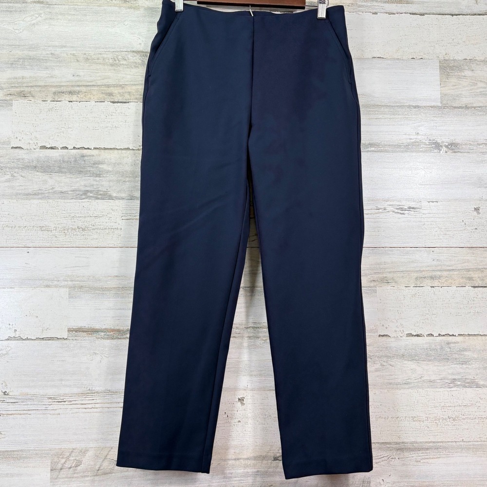 Rachel Zoe Trousers Womens 8 Navy Blue Side Zip Stretch Straight Leg Corpcore